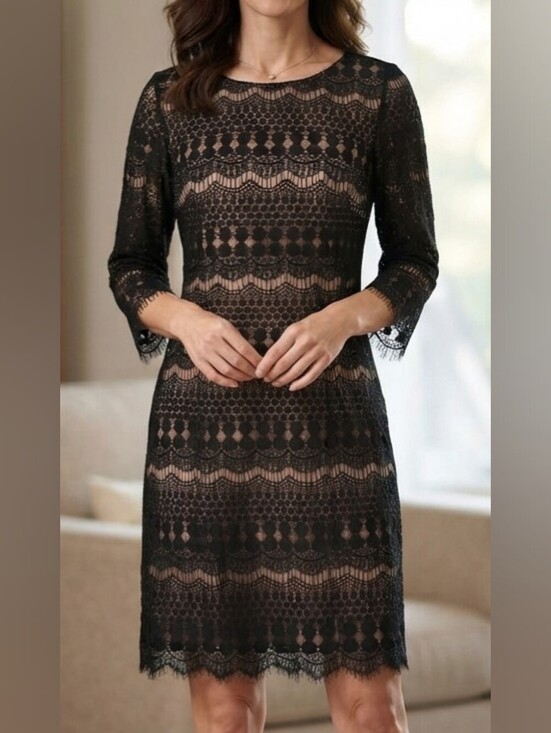 Jessica Howard Dresses & Skirts - Jessica Howard Black Lace Overlay Dress, Size 6, Like New, Formal/Cocktail